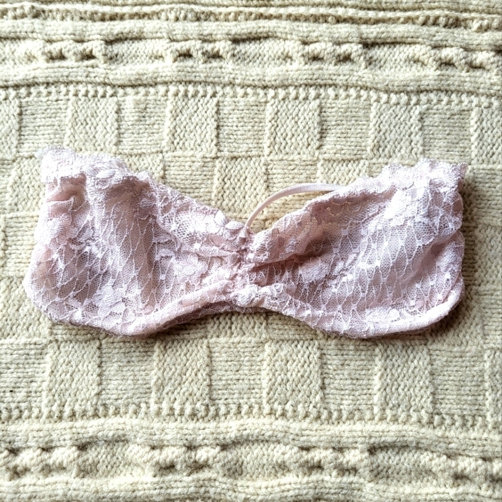 Intimately Free People Basic Essentials Bandeau Bralette Lace Ballerina Pink XS